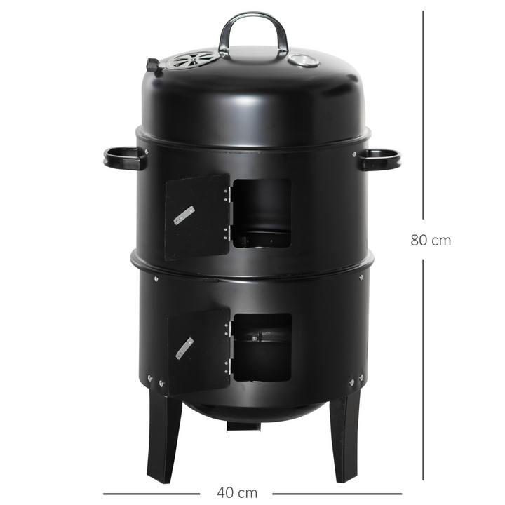 3-in-1 Charcoal BBQ Grill - Portable Smoker BBQ with Thermostat Control, Dual Cooking Design, and Sturdy Construction for Outdoor Cooking - Premium  from Home Treasures - Just £63.99! Shop now at Home Treasures