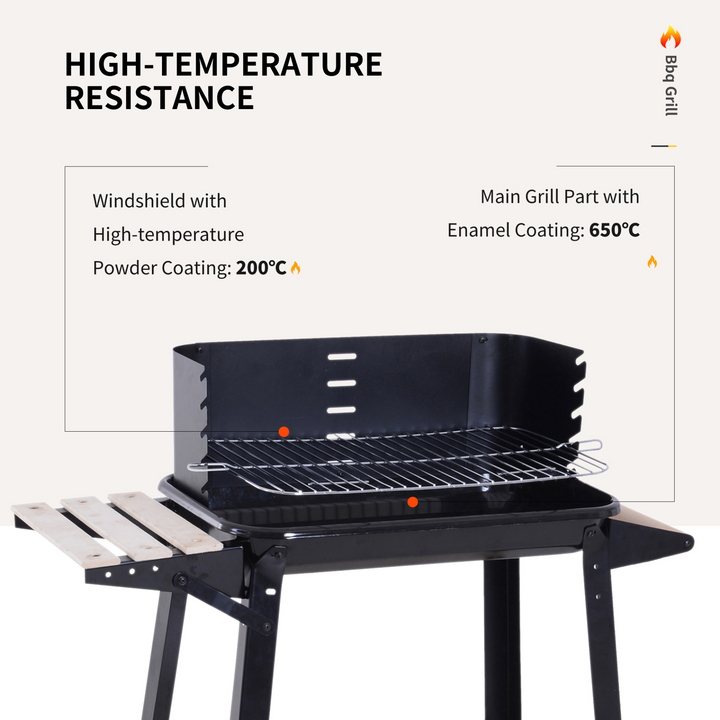 Premium Trolley Charcoal BBQ with Adjustable Grill, Side Tray & Storage Shelf (Black) - Perfect for Picnics, BBQs & Camping - Premium  from Home Treasures - Just £51.99! Shop now at Home Treasures