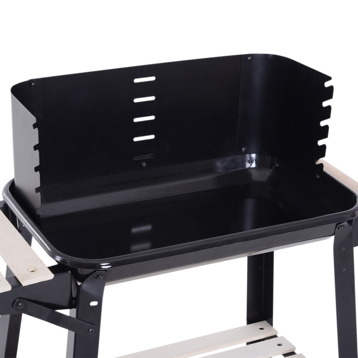 Premium Trolley Charcoal BBQ with Adjustable Grill, Side Tray & Storage Shelf (Black) - Perfect for Picnics, BBQs & Camping - Premium  from Home Treasures - Just £51.99! Shop now at Home Treasures