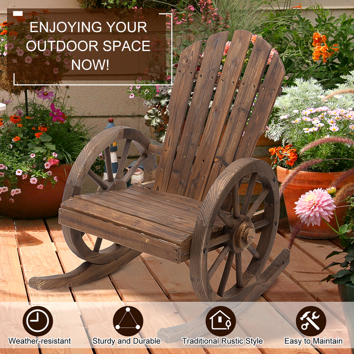 Adirondack Rocking Chair - Rustic Carbonized Wood, Durable Outdoor Seating - Premium  from Home Treasures - Just £153.99! Shop now at Home Treasures