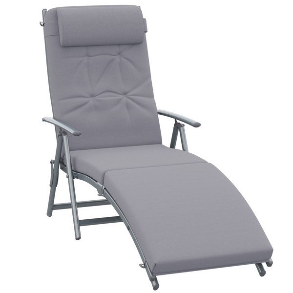 Reclining Patio Sun Lounger Texteline with Cushion - Grey - Premium  from Home Treasures - Just £139.99! Shop now at Home Treasures