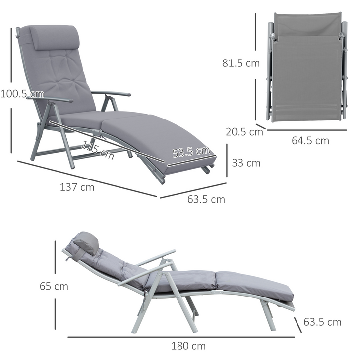 Reclining Patio Sun Lounger Texteline with Cushion - Grey - Premium  from Home Treasures - Just £139.99! Shop now at Home Treasures