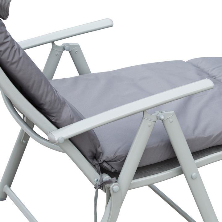 Reclining Patio Sun Lounger Texteline with Cushion - Grey - Premium  from Home Treasures - Just £139.99! Shop now at Home Treasures