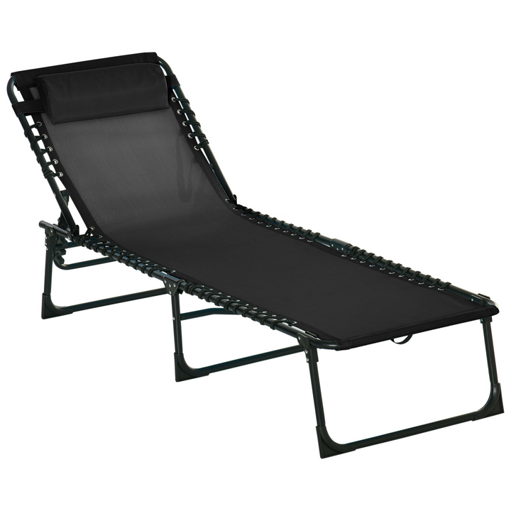 Folding Sun Lounger with 4 Position Adjustable, Black - Premium  from Home Treasures - Just £52.99! Shop now at Home Treasures