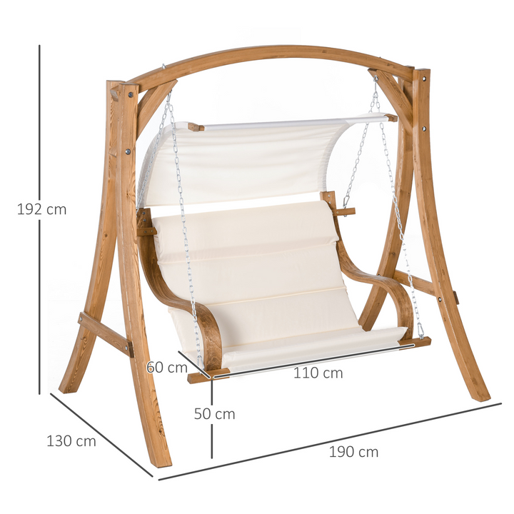 A-Frame Wooden Swing Chair with Canopy and Cushion – Comfortable 2-Seater Outdoor Garden Swing, Durable Larch Wood Frame and UV-Resistant Canopy - Premium  from Home Treasures - Just £363.99! Shop now at Home Treasures