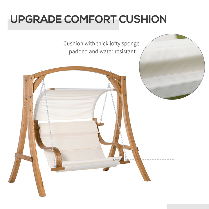 A-Frame Wooden Swing Chair with Canopy and Cushion – Comfortable 2-Seater Outdoor Garden Swing, Durable Larch Wood Frame and UV-Resistant Canopy - Premium  from Home Treasures - Just £363.99! Shop now at Home Treasures