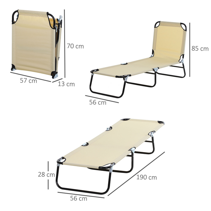 Portable Folding Sun Lounger with 5-Position Adjustable Backrest, Lightweight Recliner for Pool or Sun Bathing, Beige - Premium  from Home Treasures - Just £50.99! Shop now at Home Treasures