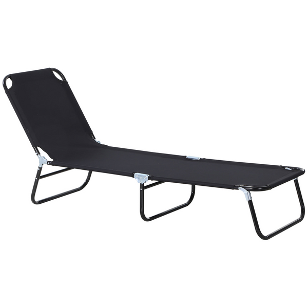 Folding Sun Lounger - 5-Position Adjustable Recliner, Lightweight Frame, Ideal for Poolside & Sunbathing, Black - Premium  from Home Treasures - Just £51.99! Shop now at Home Treasures