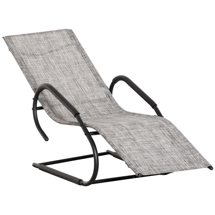 Reclining Chaise Lounge Chair with Headrest, Rocking Sun Lounger for Garden, Balcony, Deck - Grey - Premium  from Home Treasures - Just £78.99! Shop now at Home Treasures