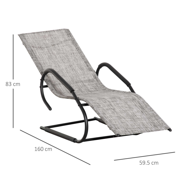 Reclining Chaise Lounge Chair with Headrest, Rocking Sun Lounger for Garden, Balcony, Deck - Grey - Premium  from Home Treasures - Just £78.99! Shop now at Home Treasures