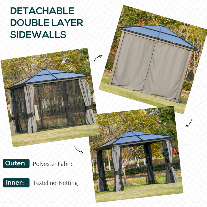 Premium Hardtop Gazebo with UV Resistant Polycarbonate Roof & Sturdy Aluminium Frame, Mosquito Netting & Privacy Curtains - Black, 265 x 300 x 300cm - Premium  from Home Treasures - Just £985.99! Shop now at Home Treasures