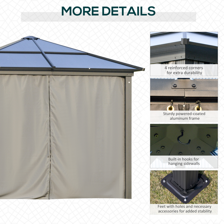 Premium Hardtop Gazebo with UV Resistant Polycarbonate Roof & Sturdy Aluminium Frame, Mosquito Netting & Privacy Curtains - Black, 265 x 300 x 300cm - Premium  from Home Treasures - Just £985.99! Shop now at Home Treasures