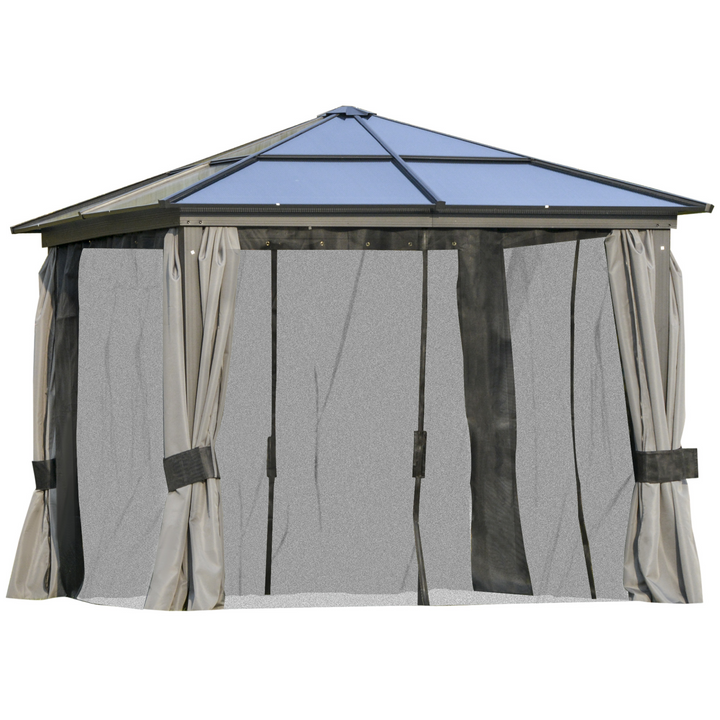 Premium Hardtop Gazebo with UV Resistant Polycarbonate Roof & Sturdy Aluminium Frame, Mosquito Netting & Privacy Curtains - Black, 265 x 300 x 300cm - Premium  from Home Treasures - Just £985.99! Shop now at Home Treasures