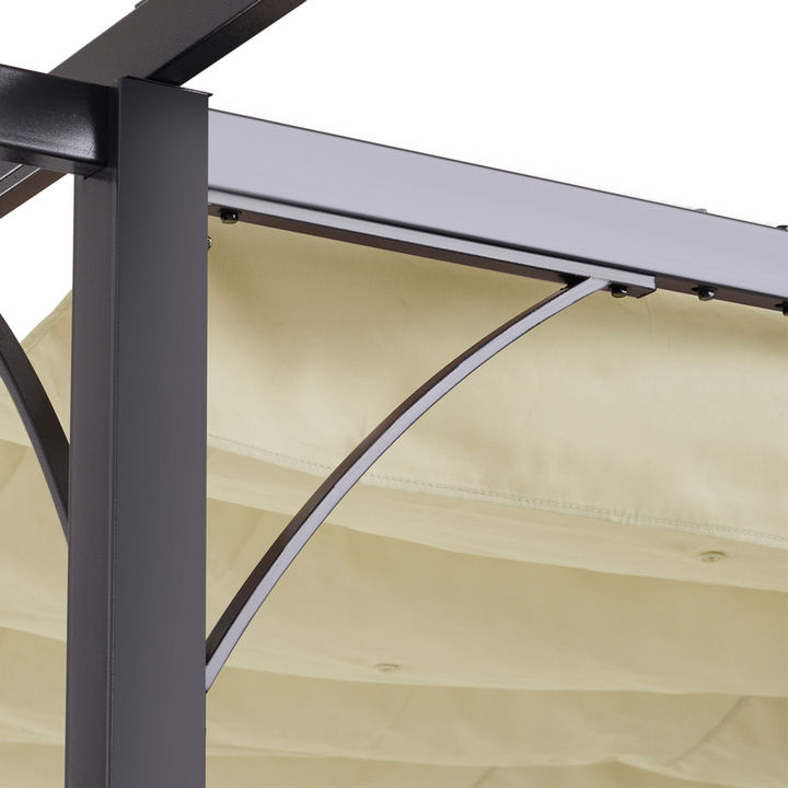 Premium Metal Pergola Gazebo with Retractable Canopy in Beige, 230 x 300 x 300cm - Sturdy & UV Resistant for Garden & Patio - Premium Gazebo from Home Treasures - Just £353.99! Shop now at Home Treasures