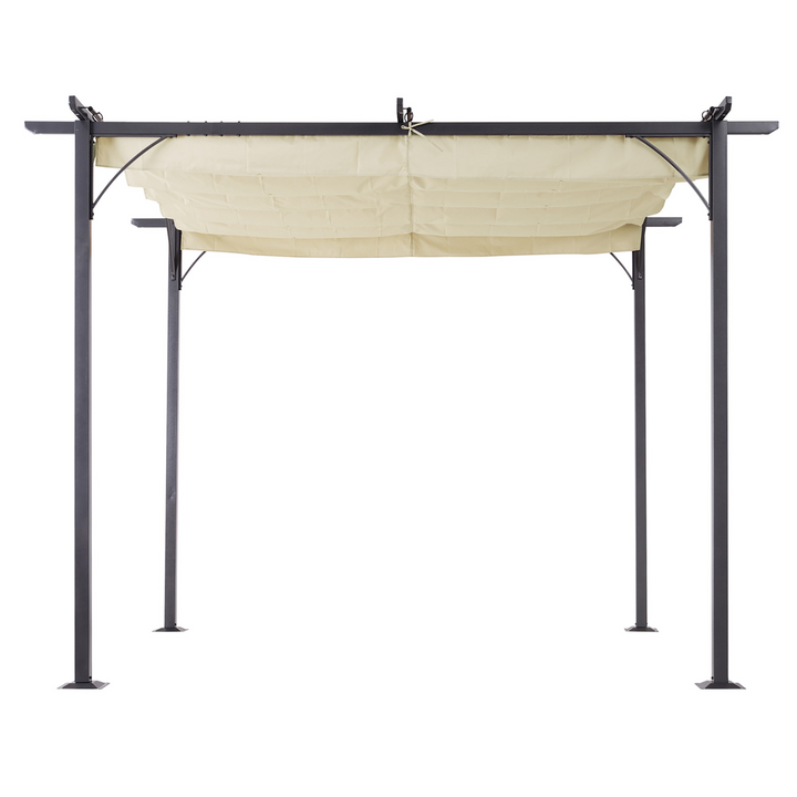 Premium Metal Pergola Gazebo with Retractable Canopy in Beige, 230 x 300 x 300cm - Sturdy & UV Resistant for Garden & Patio - Premium Gazebo from Home Treasures - Just £353.99! Shop now at Home Treasures