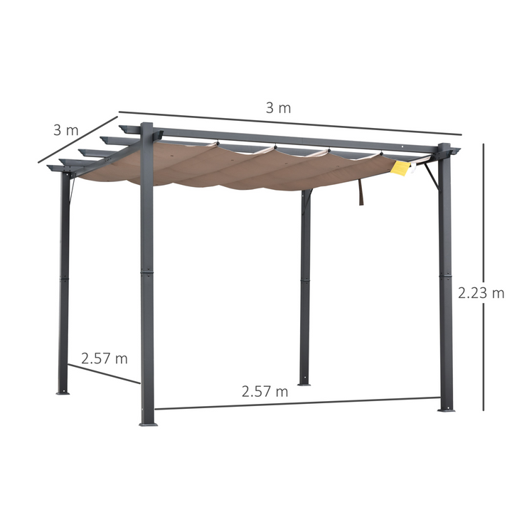 3x3 Metre Aluminium Pergoa Canopy - Retractable Roof, UV Resistant, Perfect for Outdoor Garden, Patio, Party & BBQ - Premium  from Home Treasures - Just £408.99! Shop now at Home Treasures