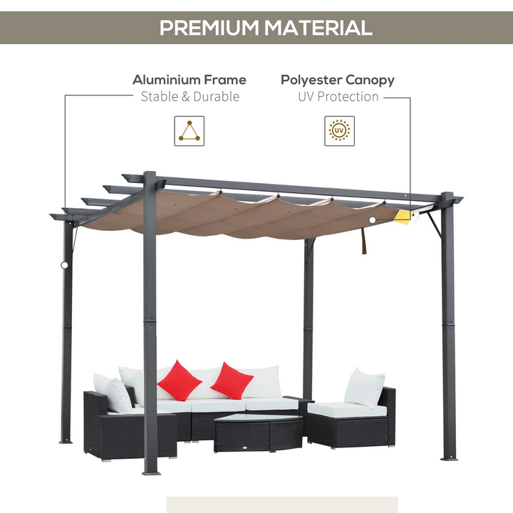 3x3 Metre Aluminium Pergoa Canopy - Retractable Roof, UV Resistant, Perfect for Outdoor Garden, Patio, Party & BBQ - Premium  from Home Treasures - Just £408.99! Shop now at Home Treasures