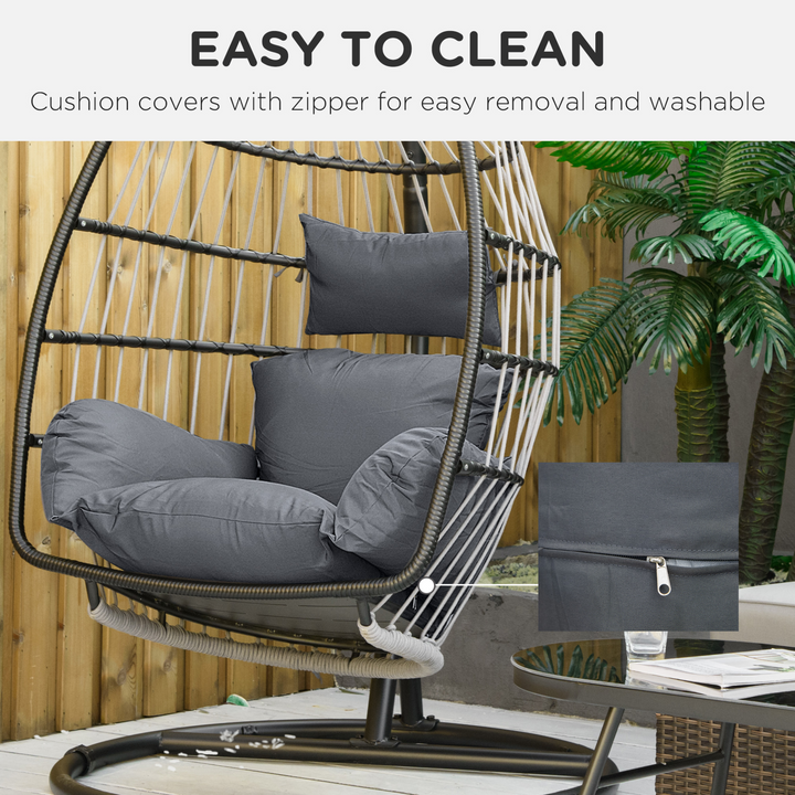 Luxurious Dark Grey Egg Chair Seat Cushion Replacement - Ultimate Comfort & Style for Indoor/Outdoor Use - Premium Cushion from Home Treasures - Just £63.99! Shop now at Home Treasures