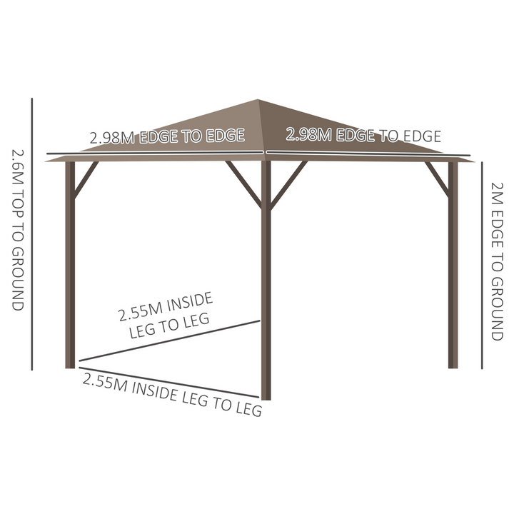 Premium Aluminium Gazebo with Hardtop Metal Roof, Mesh Curtains & Side Walls in Elegant Brown - Perfect for Outdoor Gatherings - Premium  from Home Treasures - Just £987.99! Shop now at Home Treasures