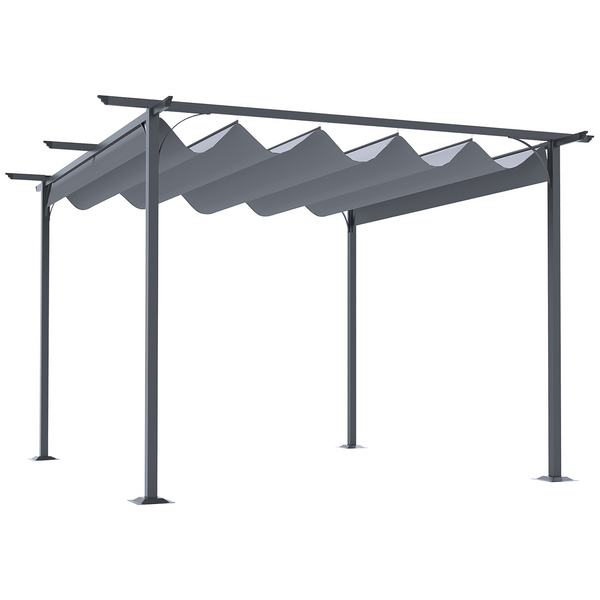 Metal Pergola Gazebo with Retractable Canopy - Grey, 230 x 350 x 350 cm | Perfect for Gardens and Patios - Premium Gazebo from Home Treasures - Just £363.99! Shop now at Home Treasures