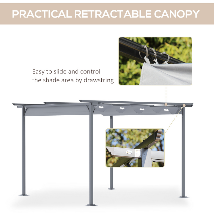 Metal Pergola Gazebo with Retractable Canopy - Grey, 230 x 350 x 350 cm | Perfect for Gardens and Patios - Premium Gazebo from Home Treasures - Just £363.99! Shop now at Home Treasures