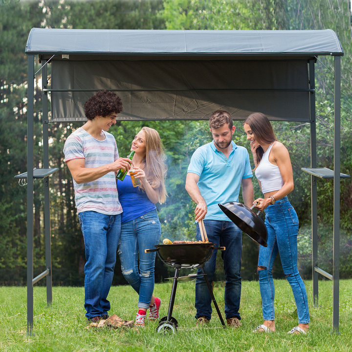 Premium Outdoor Metal BBQ Gazebo with Side Awning 2.2 x 1.4m | Rust-resistant & Stylish Barbecue Shelter - Premium  from Home Treasures - Just £179.99! Shop now at Home Treasures