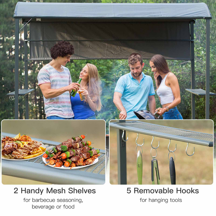 Premium Outdoor Metal BBQ Gazebo with Side Awning 2.2 x 1.4m | Rust-resistant & Stylish Barbecue Shelter - Premium  from Home Treasures - Just £179.99! Shop now at Home Treasures