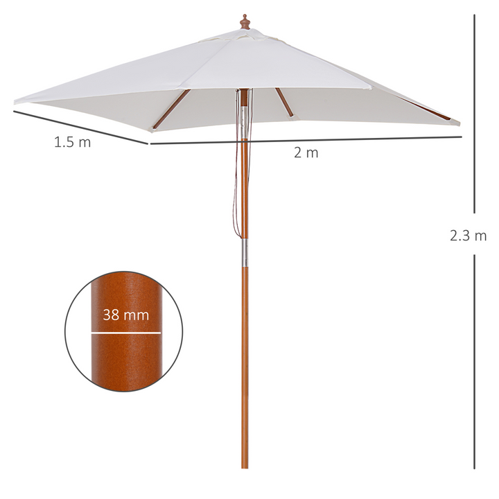 2m x 1.5m Patio Parasol Garden Umbrella - Cream White - Premium  from Home Treasures - Just £55.99! Shop now at Home Treasures