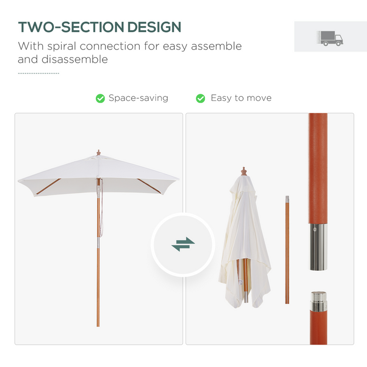 2m x 1.5m Patio Parasol Garden Umbrella - Cream White - Premium  from Home Treasures - Just £55.99! Shop now at Home Treasures