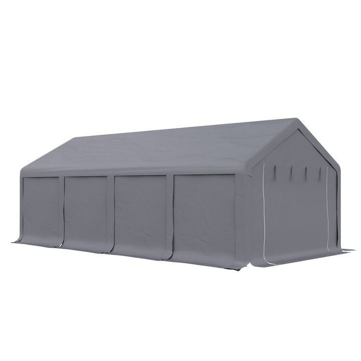 Dark Grey Party Canopy w/ PVC Cover & Water-Resistant Side Panels & Zipper Door, 8M x 4M Large Outdoor Event Tent - Premium  from Home Treasures - Just £1003.99! Shop now at Home Treasures