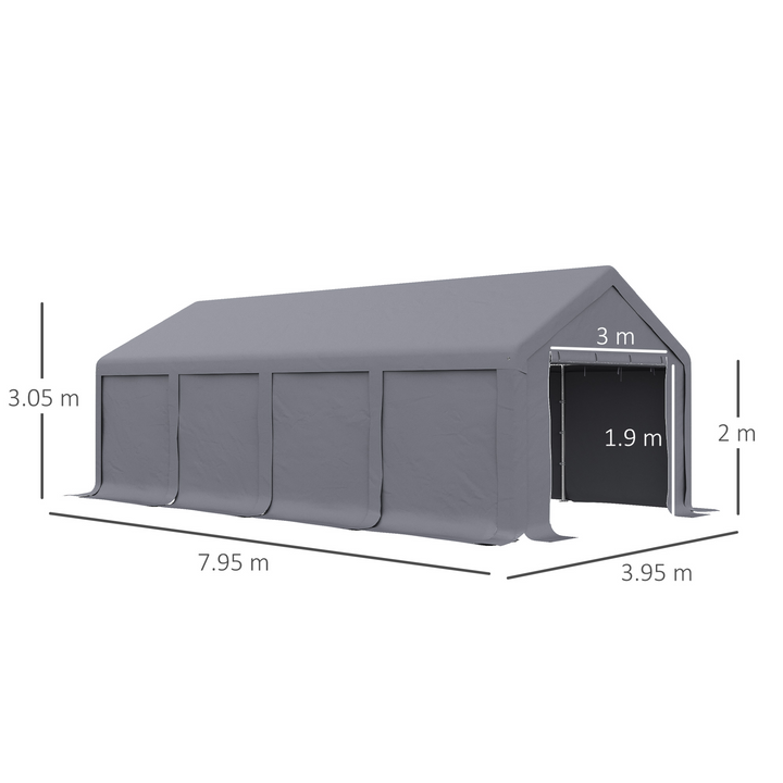 Dark Grey Party Canopy w/ PVC Cover & Water-Resistant Side Panels & Zipper Door, 8M x 4M Large Outdoor Event Tent - Premium  from Home Treasures - Just £1003.99! Shop now at Home Treasures