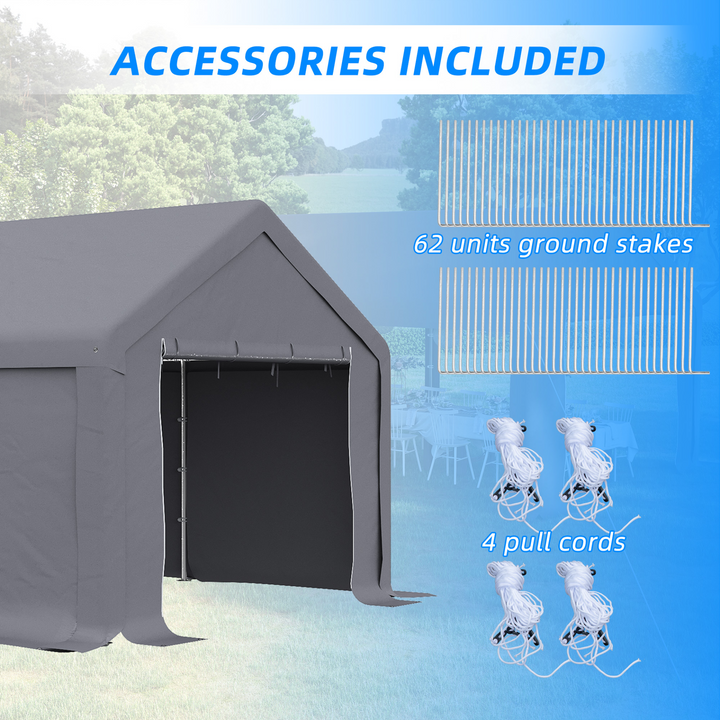 Dark Grey Party Canopy w/ PVC Cover & Water-Resistant Side Panels & Zipper Door, 8M x 4M Large Outdoor Event Tent - Premium  from Home Treasures - Just £1003.99! Shop now at Home Treasures