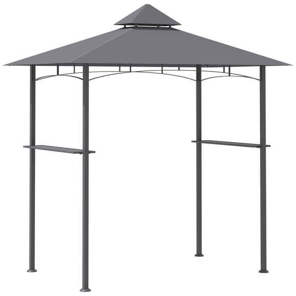 Double-Tier BBQ Gazebo (Grey) - Durable Outdoor Shelter with Side Shelves and Bottle Opener, 252 x 245 x 148cm - Premium  from Home Treasures - Just £164.99! Shop now at Home Treasures