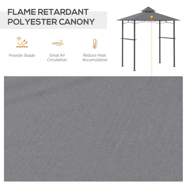 Double-Tier BBQ Gazebo (Grey) - Durable Outdoor Shelter with Side Shelves and Bottle Opener, 252 x 245 x 148cm - Premium  from Home Treasures - Just £164.99! Shop now at Home Treasures