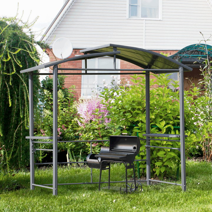 BBQ Gazebo Canopy with UV & Rain Protection, Side Shelves & Hanging Poles - Perfect Outdoor Barbecue Shelter - Premium  from Home Treasures - Just £447.99! Shop now at Home Treasures