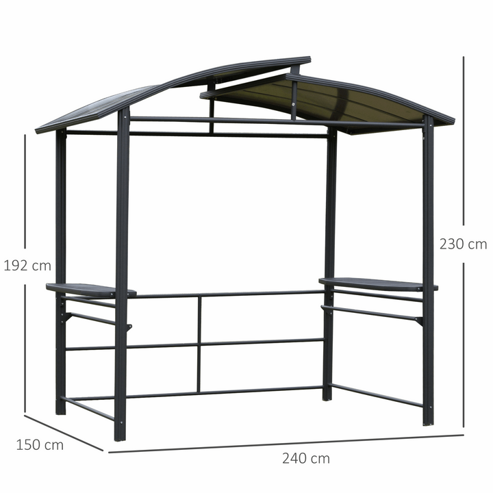 BBQ Gazebo Canopy with UV & Rain Protection, Side Shelves & Hanging Poles - Perfect Outdoor Barbecue Shelter - Premium  from Home Treasures - Just £447.99! Shop now at Home Treasures