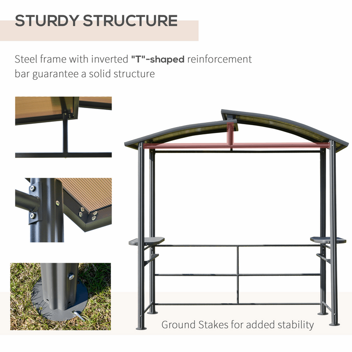 BBQ Gazebo Canopy with UV & Rain Protection, Side Shelves & Hanging Poles - Perfect Outdoor Barbecue Shelter - Premium  from Home Treasures - Just £447.99! Shop now at Home Treasures