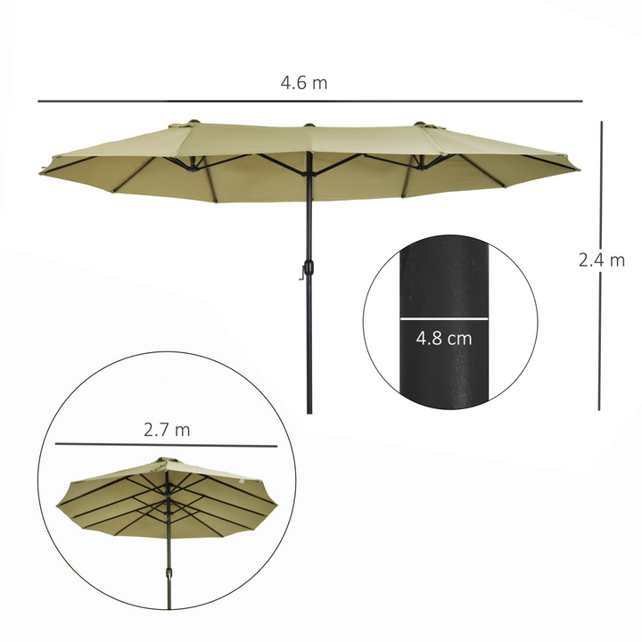 4.6m Garden Parasol Double-Sided Sun Umbrella Patio Canopy Shade - Tan - Premium  from Home Treasures - Just £104.99! Shop now at Home Treasures