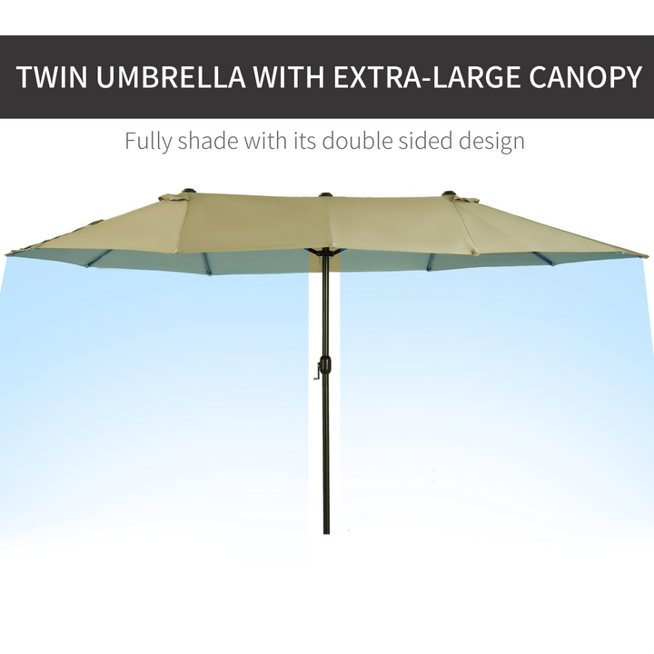 4.6m Garden Parasol Double-Sided Sun Umbrella Patio Canopy Shade - Tan - Premium  from Home Treasures - Just £104.99! Shop now at Home Treasures