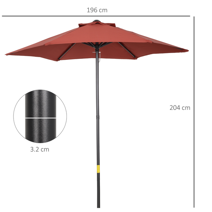 2m Patio Parasols Umbrellas, Elegant Wine Red Sun Shade with 6 Sturdy Ribs for Balcony, Garden, and Patio - Premium  from Home Treasures - Just £46.99! Shop now at Home Treasures