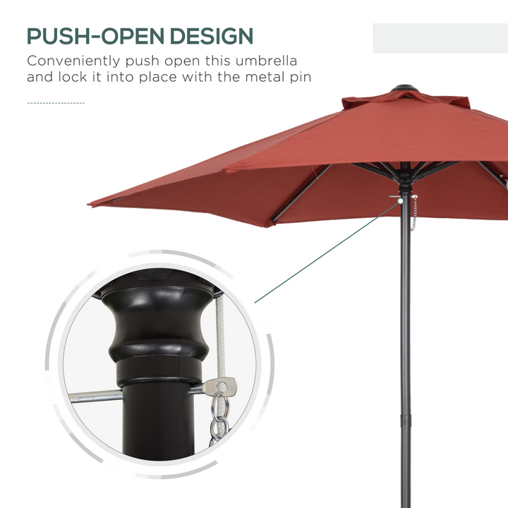 2m Patio Parasols Umbrellas, Elegant Wine Red Sun Shade with 6 Sturdy Ribs for Balcony, Garden, and Patio - Premium  from Home Treasures - Just £46.99! Shop now at Home Treasures