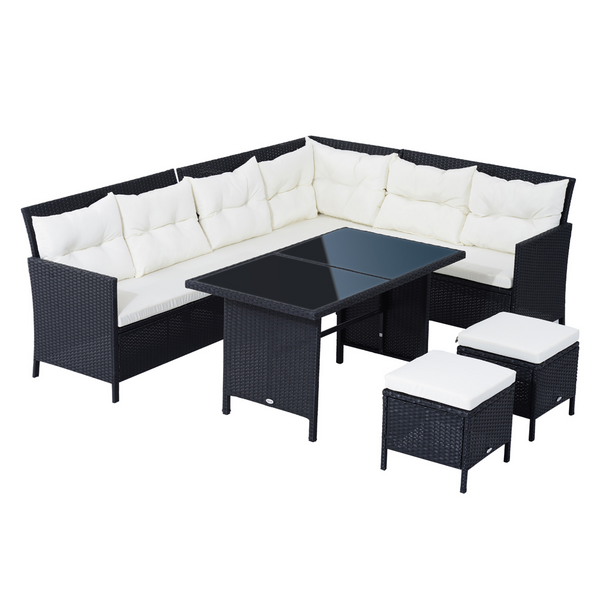 Elegant Wicker Weave Rattan Corner Sofa Set w/ Cushions in Black – Perfect for Outdoor Patio & Garden - Premium  from Home Treasures - Just £685.99! Shop now at Home Treasures