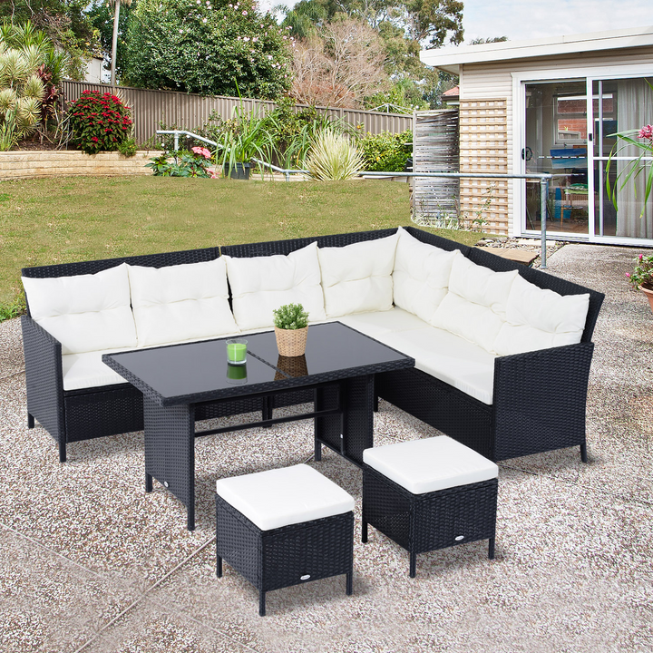 Elegant Wicker Weave Rattan Corner Sofa Set w/ Cushions in Black – Perfect for Outdoor Patio & Garden - Premium  from Home Treasures - Just £685.99! Shop now at Home Treasures