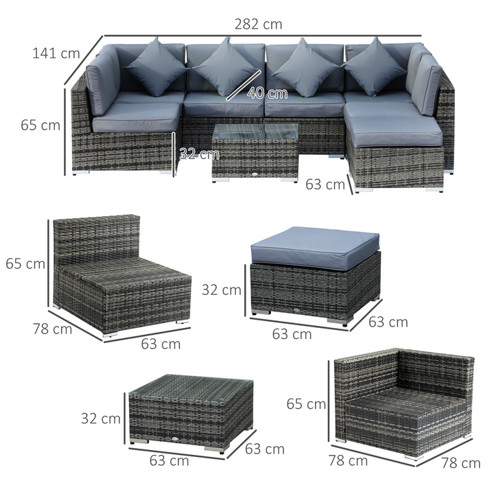 Luxury Wicker Weave Rattan Corner Sofa Set with Cushions in Grey - 8-Piece Outdoor Patio Furniture Set - Premium  from Home Treasures - Just £1122.99! Shop now at Home Treasures