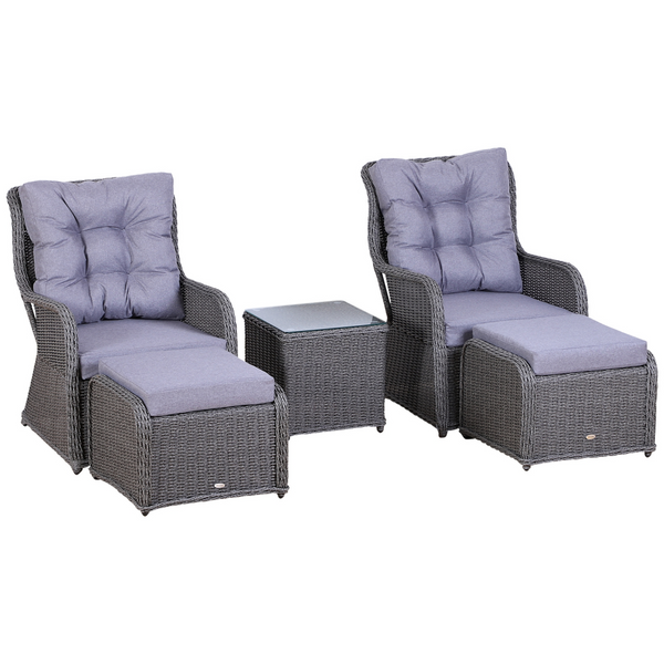 Deluxe Grey Wicker Rattan Sofa Chair, Stool & Table Set - 5 Piece Outdoor Furniture - Premium  from Home Treasures - Just £1008.99! Shop now at Home Treasures