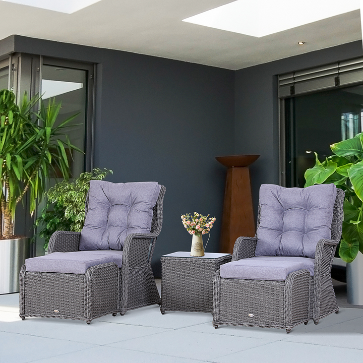 Deluxe Grey Wicker Rattan Sofa Chair, Stool & Table Set - 5 Piece Outdoor Furniture - Premium  from Home Treasures - Just £1008.99! Shop now at Home Treasures