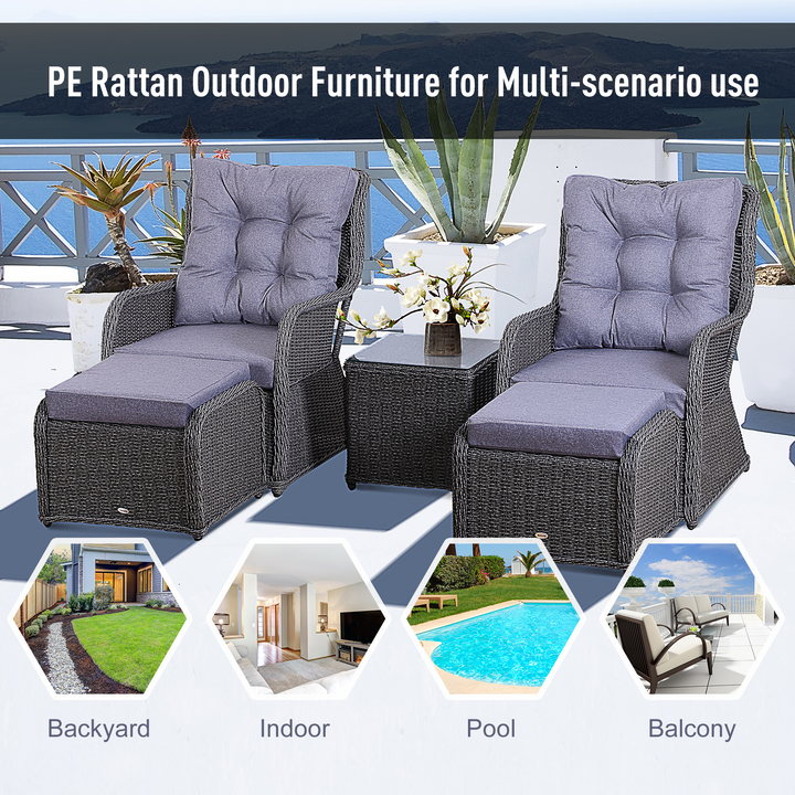 Deluxe Grey Wicker Rattan Sofa Chair, Stool & Table Set - 5 Piece Outdoor Furniture - Premium  from Home Treasures - Just £1008.99! Shop now at Home Treasures