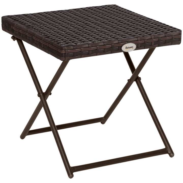 Folding Square Rattan Coffee Table - Sturdy, Weather-Resistant Wicker Weave Side Table (40 x 40 x 40cm, Brown) - Premium  from Home Treasures - Just £29.99! Shop now at Home Treasures