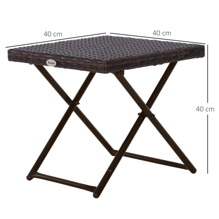 Folding Square Rattan Coffee Table - Sturdy, Weather-Resistant Wicker Weave Side Table (40 x 40 x 40cm, Brown) - Premium  from Home Treasures - Just £29.99! Shop now at Home Treasures