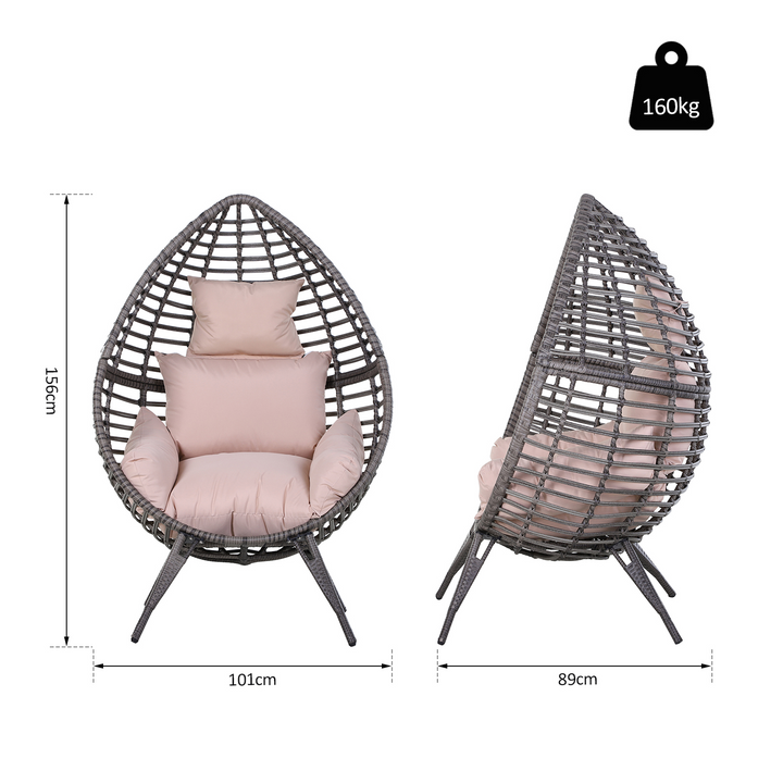 Elegant Teardrop Rattan Egg Chair with Beige Cushion | Cozy Outdoor Seating - Premium  from Home Treasures - Just £372.99! Shop now at Home Treasures